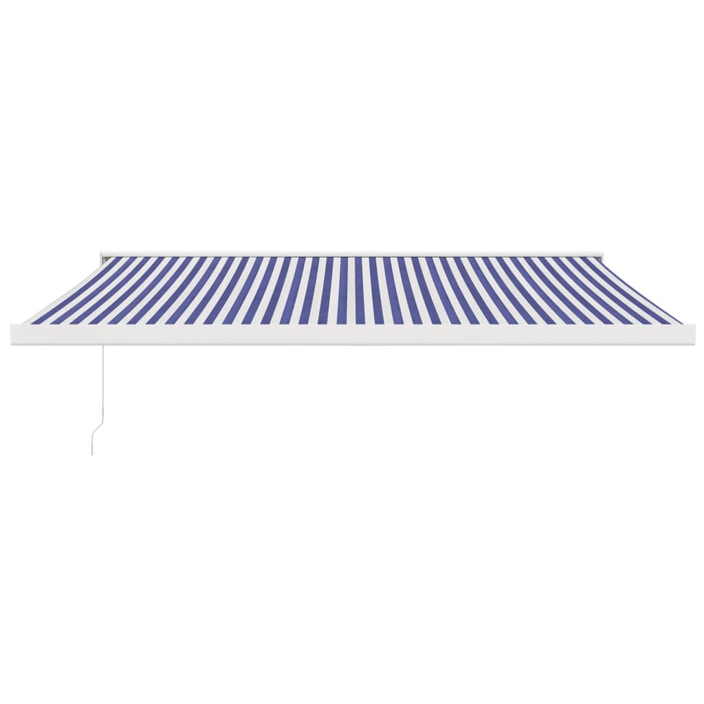 VidaXL Auvent extensible 4,5x3 m tissu et aluminium bleu et blanc