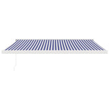 VidaXL Auvent extensible 4,5x3 m tissu et aluminium bleu et blanc