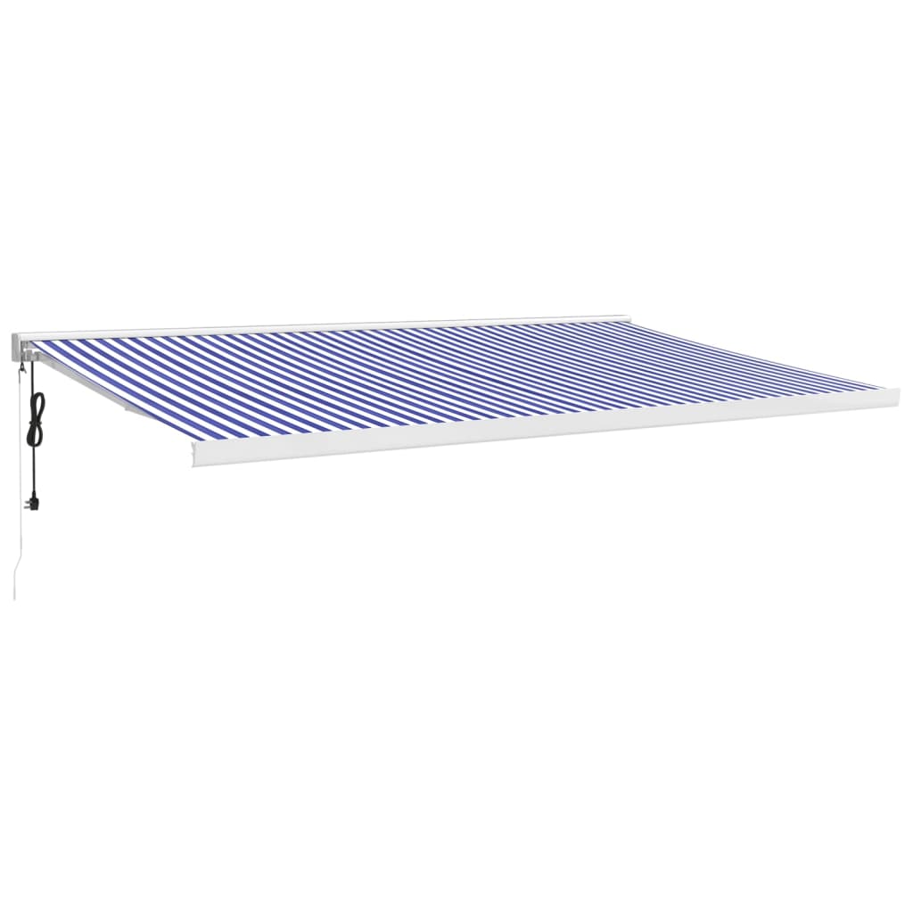 VidaXL Auvent extensible 5x3 m tissu et aluminium bleu et blanc