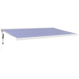 VidaXL Auvent extensible 5x3 m tissu et aluminium bleu et blanc