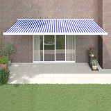 VidaXL Auvent extensible 5x3 m tissu et aluminium bleu et blanc