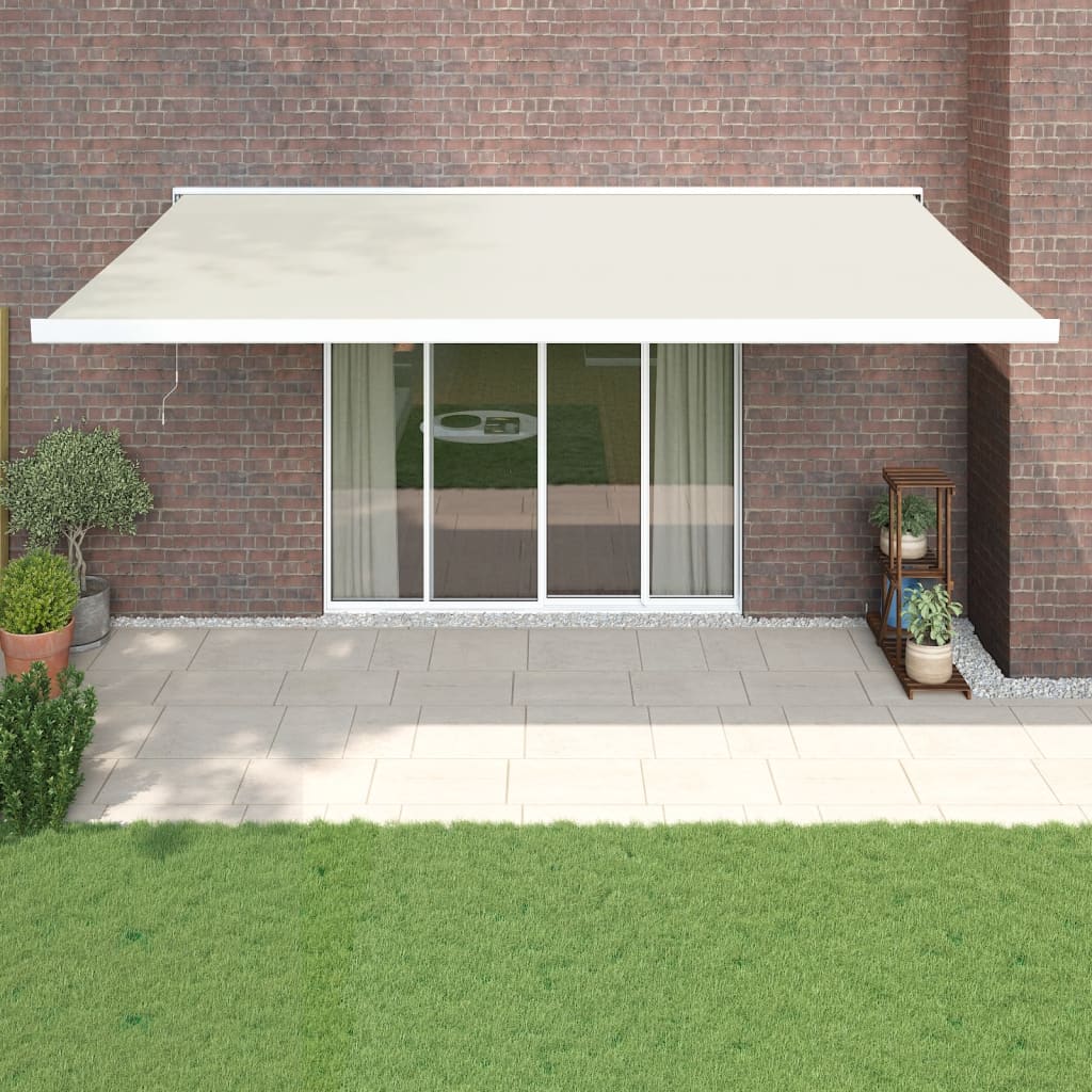 VidaXL Auvent extensible 5x3 m tissu et aluminium crème