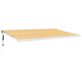 VidaXL Auvent extensible 5x3 m tissu et aluminium jaune et blanc