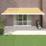 VidaXL Auvent extensible 5x3 m tissu et aluminium jaune et blanc