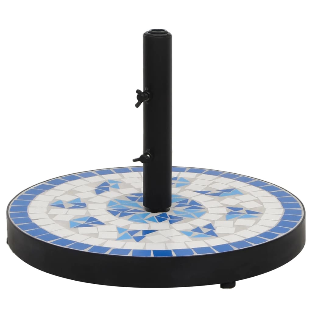 VidaXL pied de parasol rond 12 kg bleu et blanc