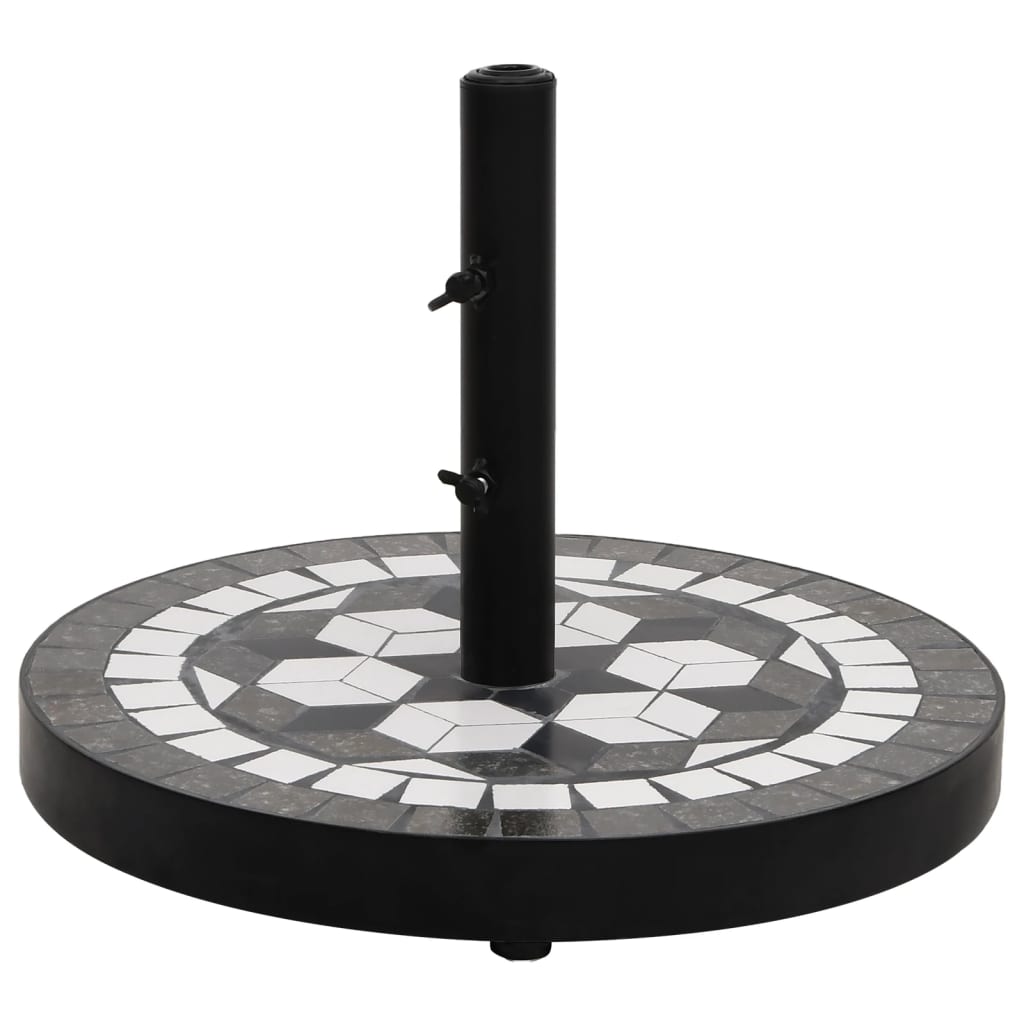 VidaXL pied de parasol rond 12 kg noir et blanc