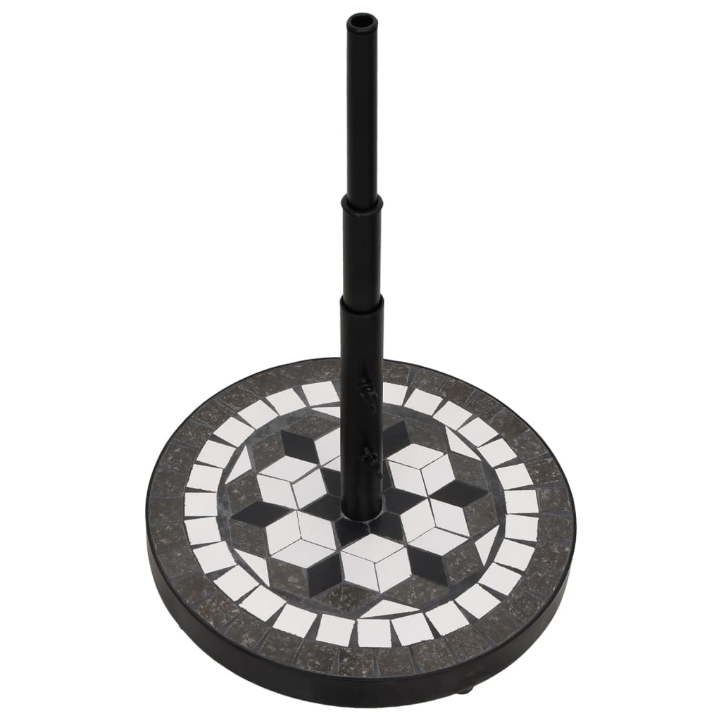 VidaXL pied de parasol rond 12 kg noir et blanc
