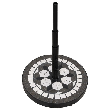 VidaXL pied de parasol rond 12 kg noir et blanc