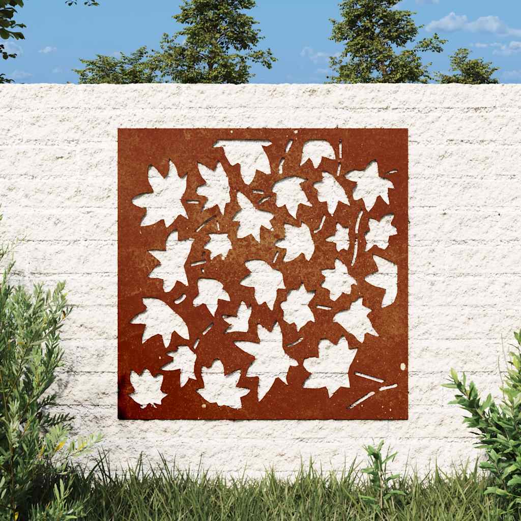 VidaXL décoration murale jardin feuille d'érable design 55x55 cm acier corten