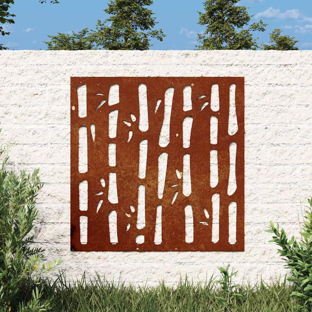 Vidaxxl décoration murale jardin bambou design 55x55 cm acier corten