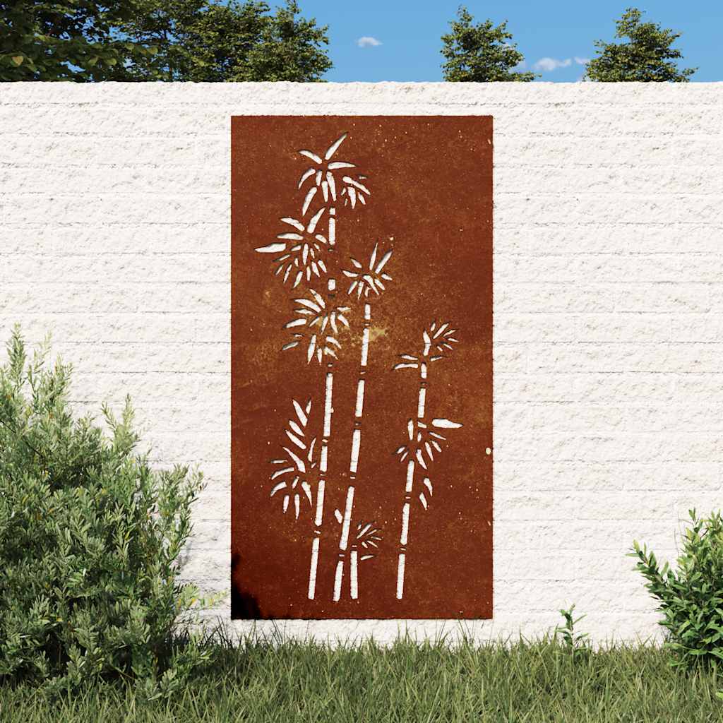 Vidaxxl décoration murale jardin bambou design 105x55 cm acier corten