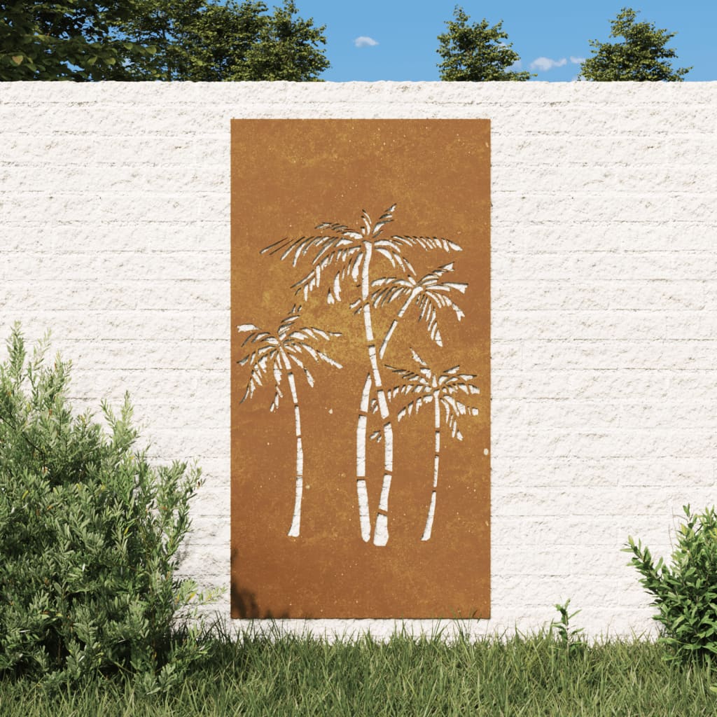 Vidaxl Decoración de la pared Garden Palm Tree Diseño 105x55 cm Cortenstaal