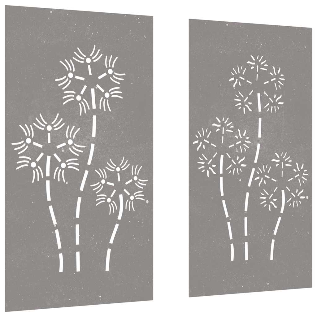 Vidaxxl décoration murale jardin 2 pcs motif floral 105x55 cm acier corten