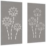 Vidaxxl décoration murale jardin 2 pcs motif floral 105x55 cm acier corten