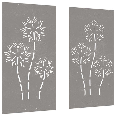 Vidaxxl décoration murale jardin 2 pcs motif floral 105x55 cm acier corten