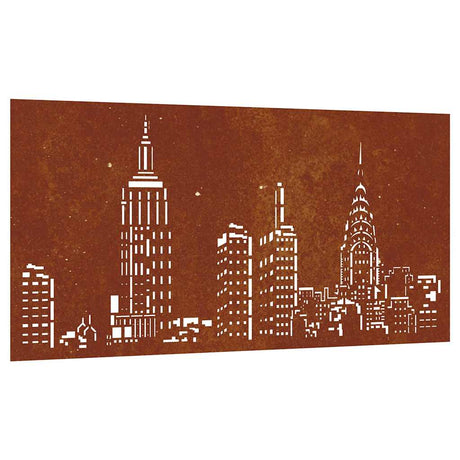 Vidaxxl décoration murale jardin skyline design 105x55 cm acier corten