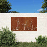 Vidaxxl décoration murale jardin skyline design 105x55 cm acier corten