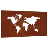 Vidaxxl décoration murale jardin carte du monde design 105x55 cm acier corten