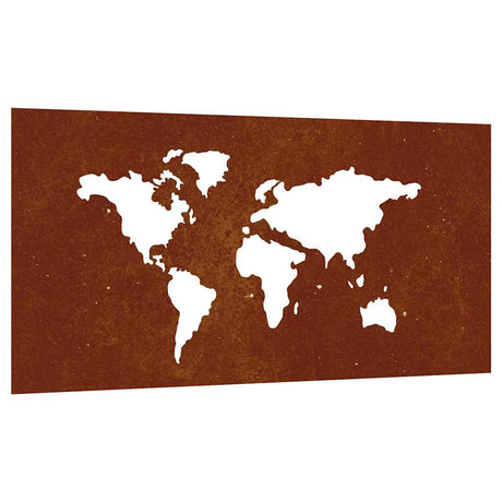 Vidaxxl décoration murale jardin carte du monde design 105x55 cm acier corten
