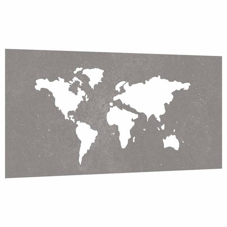 Vidaxxl décoration murale jardin carte du monde design 105x55 cm acier corten