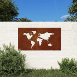 Vidaxxl décoration murale jardin carte du monde design 105x55 cm acier corten
