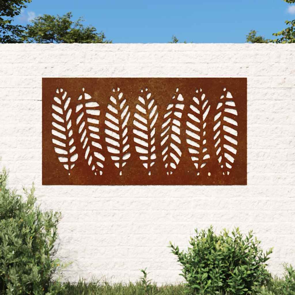 Vidaxxl décoration murale jardin feuille design 105x55 cm acier corten