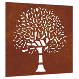 VidaXL décoration murale arbre de jardin design 55x55 cm acier corten