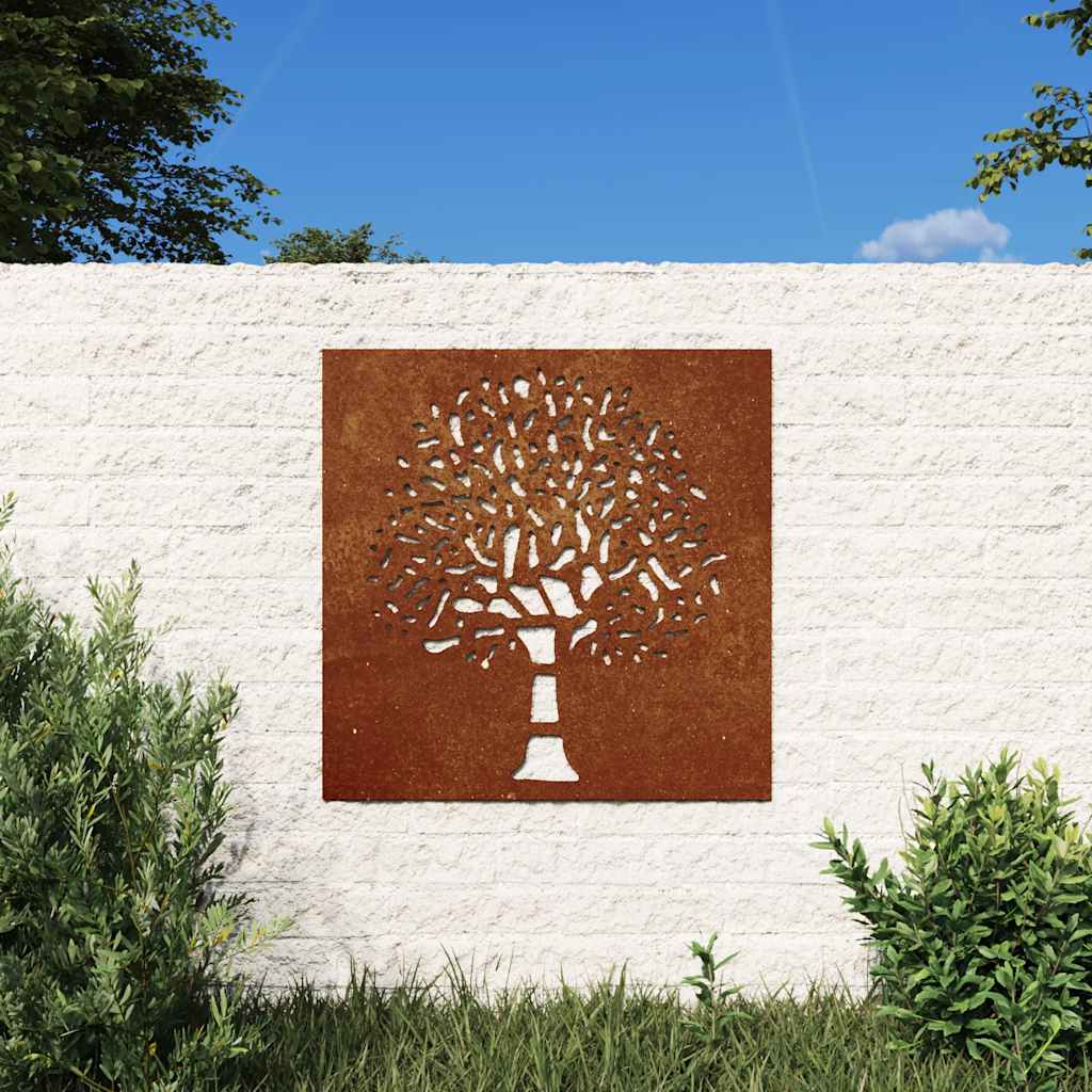 VidaXL décoration murale arbre de jardin design 55x55 cm acier corten