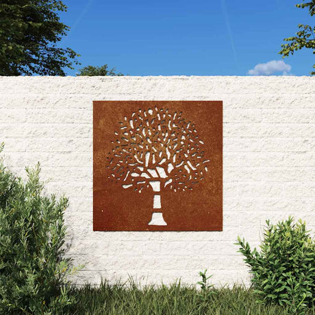 VidaXL décoration murale arbre de jardin design 55x55 cm acier corten