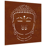 Vidaxxl décoration murale jardin tête de Bouddha design 55x55 cm acier corten