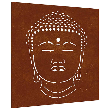Vidaxxl décoration murale jardin tête de Bouddha design 55x55 cm acier corten