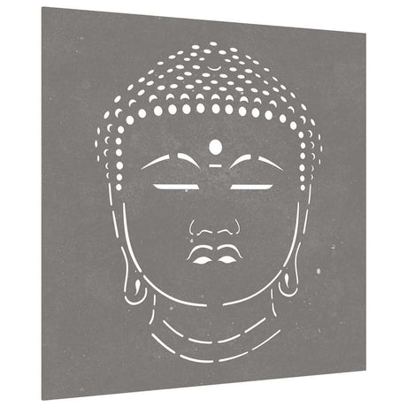 Vidaxxl décoration murale jardin tête de Bouddha design 55x55 cm acier corten