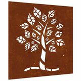 VidaXL décoration murale arbre de jardin design 55x55 cm acier corten