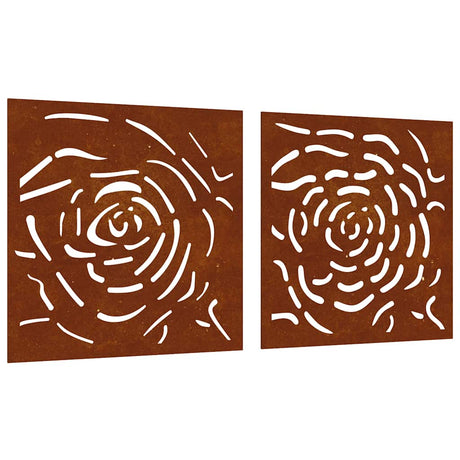 Vidaxxl décoration murale jardin 2 pcs design rose 55x55 cm acier corten