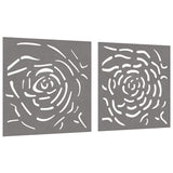 Vidaxxl décoration murale jardin 2 pcs design rose 55x55 cm acier corten