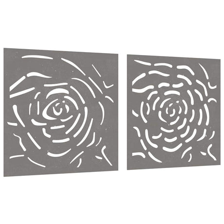 Vidaxxl décoration murale jardin 2 pcs design rose 55x55 cm acier corten