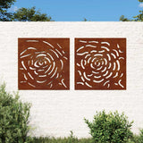 Vidaxxl décoration murale jardin 2 pcs design rose 55x55 cm acier corten