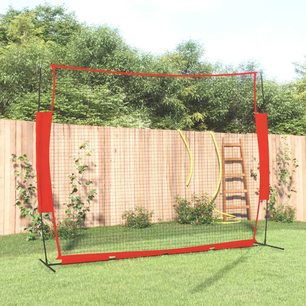 Vidaxl baseball net portable 369x107x271 cm en acier polyester rouge noir