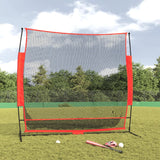 Vidaxl Baseball Net Portable 215x107x216 cm poliestrska črna in rdeča