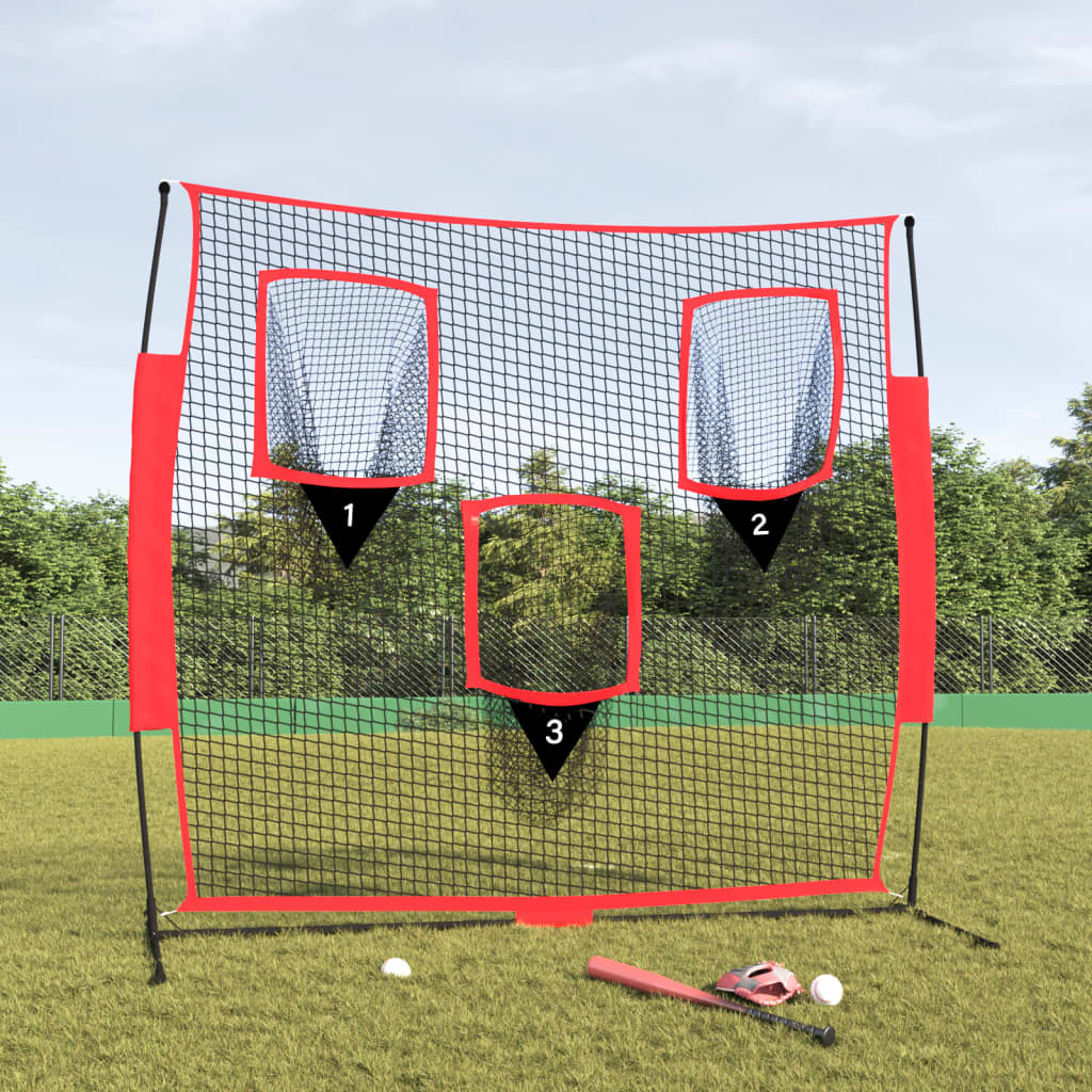 Vidaxl Baseball Net Portable 183x105x183 cm poliestrowy czarno -czerwony