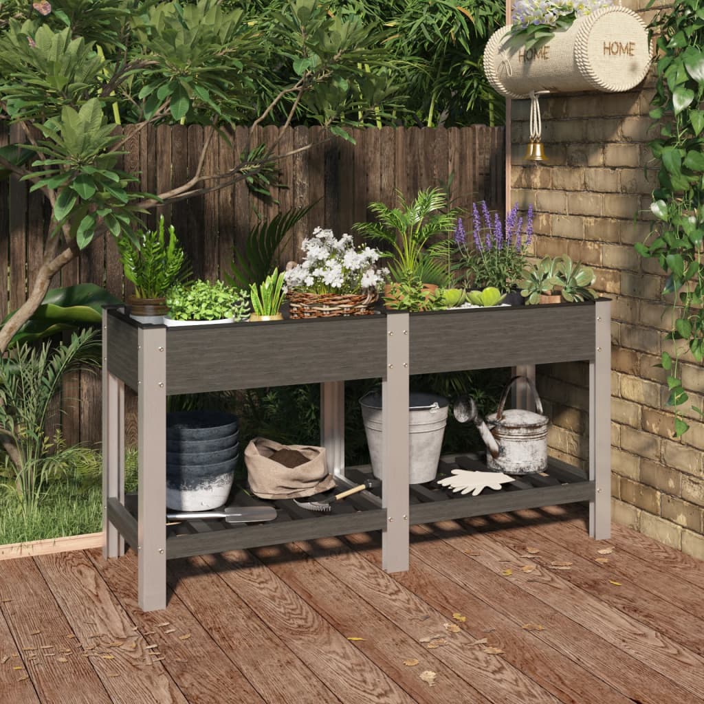 Vidaxx jardinière surélevée avec étagère 150x50x75 cm hkc gris