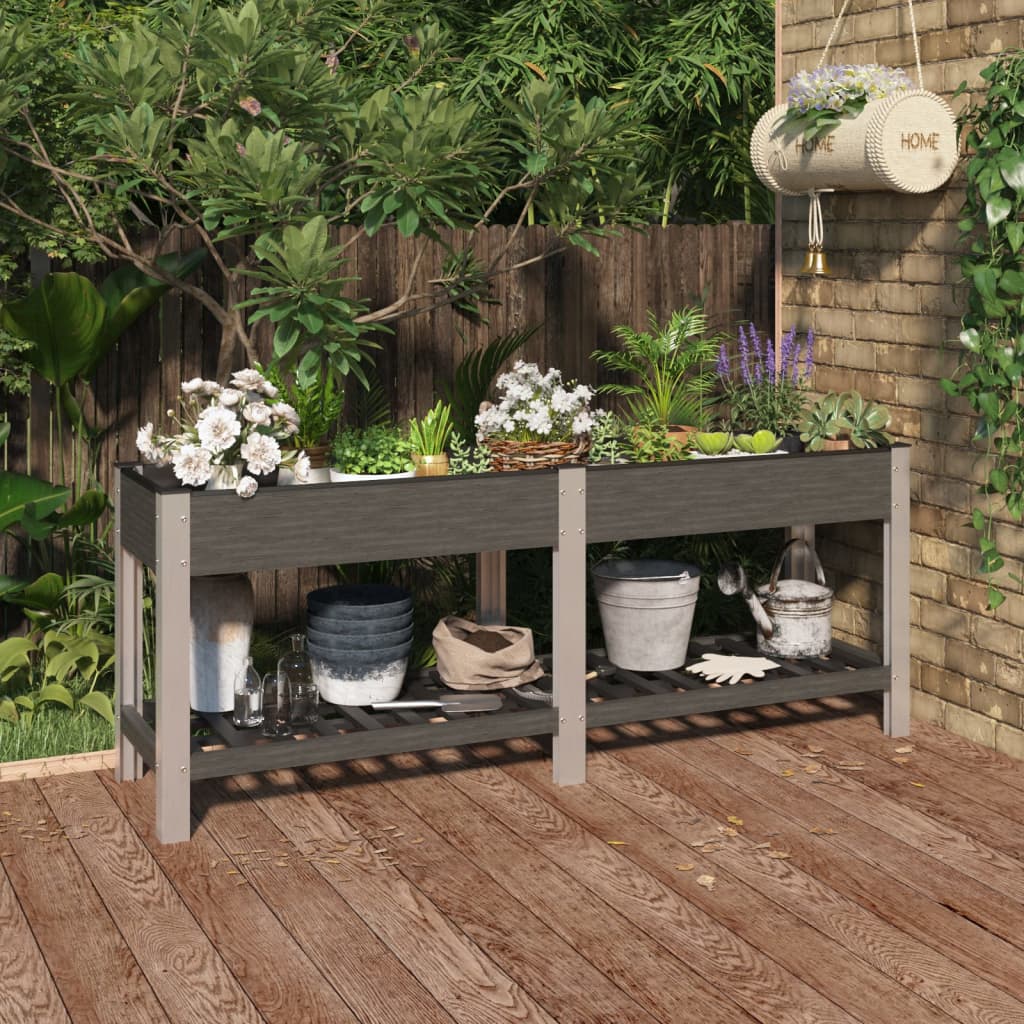 VidaXL jardinière surélevée avec étagère 200x50x75 cm hkc gris