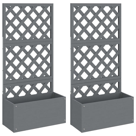 VidaXL Jardinières avec treillis 2 pcs 65x33x135 cm HKC gris