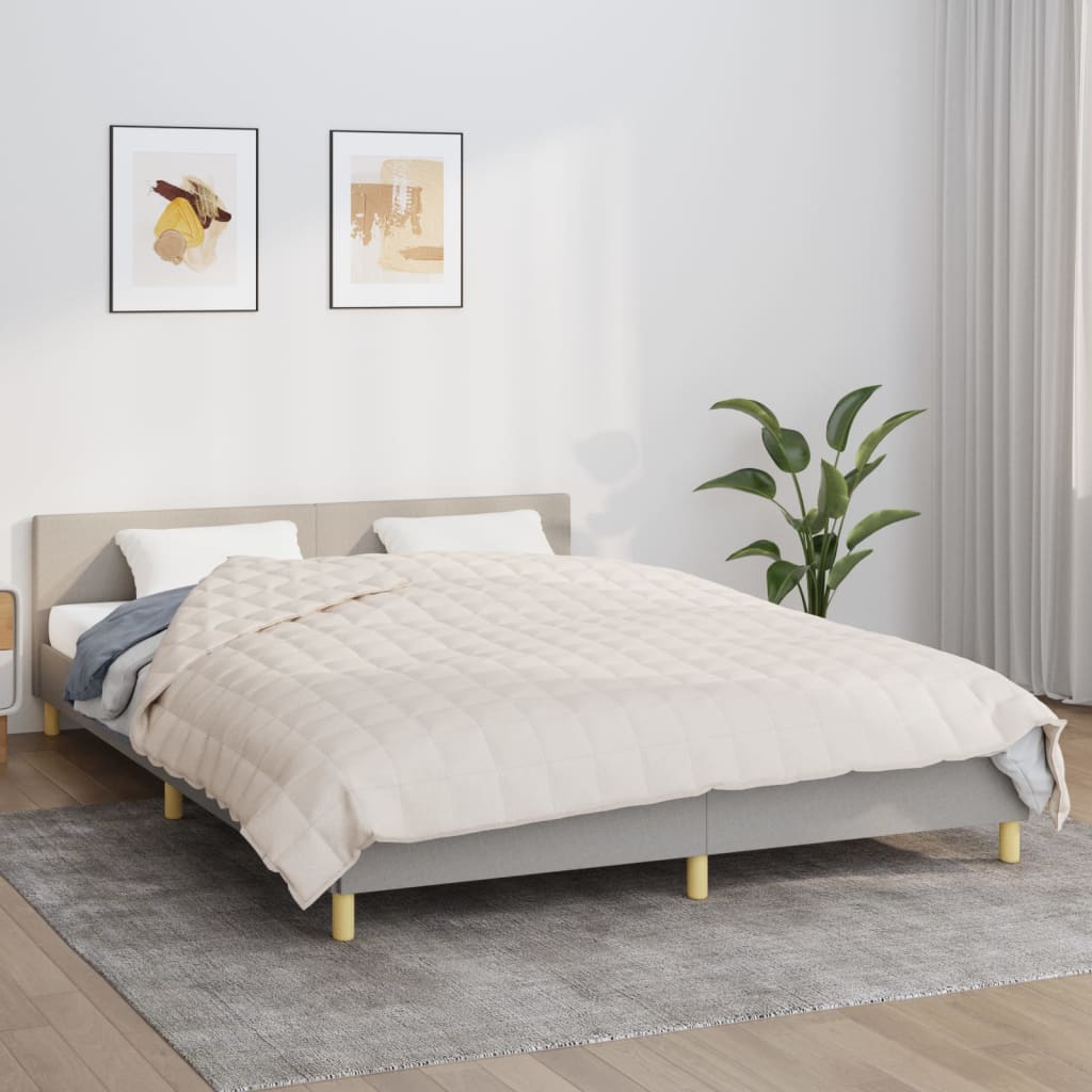 Vidaxl schwache Decke 200x220 cm 9 kg Stoff Light Cream -gelöscht