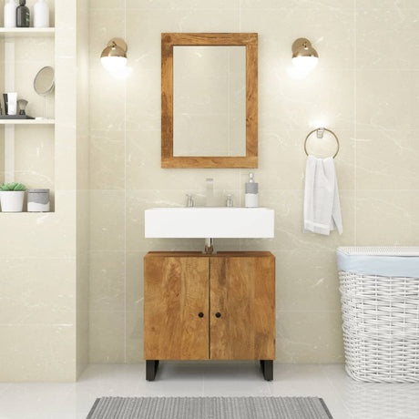 VidaXL miroir 70x50 cm bois de manguier massif et verre