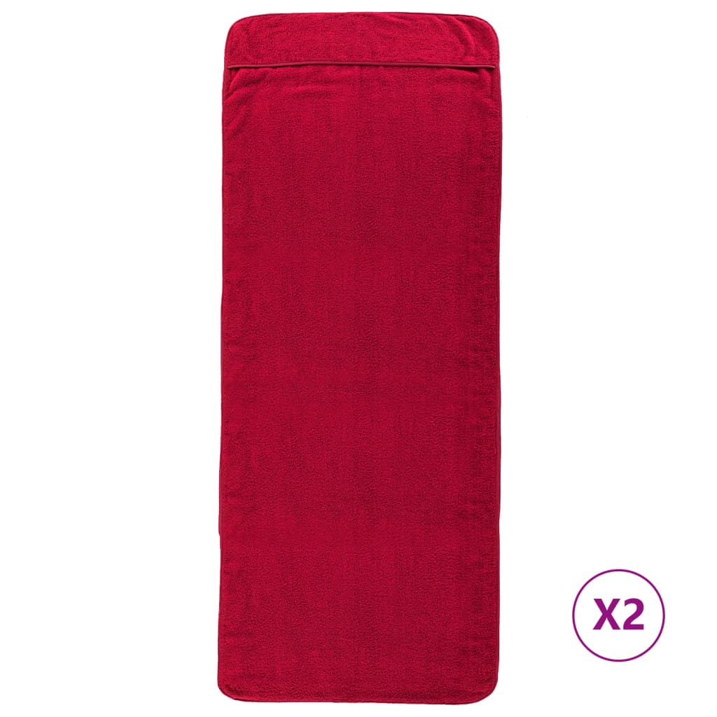 VidaXL serviettes de plage 2 pcs 400 g m² 75x200 cm tissu rouge bordeaux