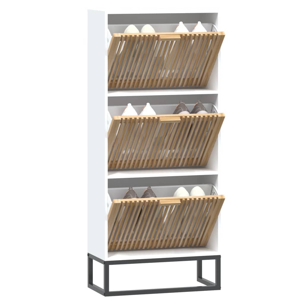 Vidaxx meuble à chaussures 52x25x120 cm bois d'ingénierie blanc