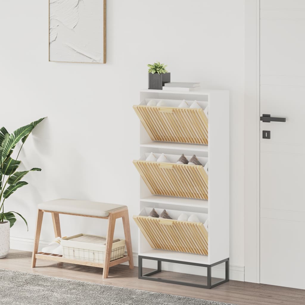 Vidaxx meuble à chaussures 52x25x120 cm bois d'ingénierie blanc