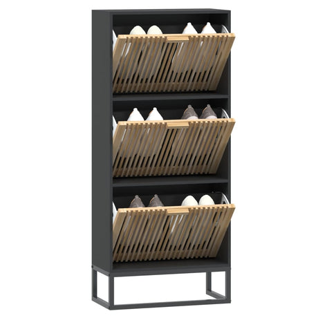 Vidaxx armoire à chaussures 52x25x120 cm bois fini noir