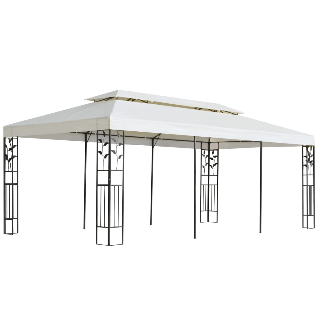 Arbor de Vidaxl con dos techos de 6x3 m de blanco